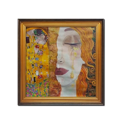 Arte enmarcado Gustav Klimt El beso figuras lágrimas de Freya pintadas a mano pintura al óleo Foto 1 de 4