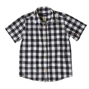 Camisa OshKosh Gris Y Blanco Búfalo Cuadros Manga Corta Abotonada 5T - Imagen 1 de 6
