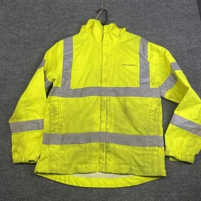 Grundens Jacket Mens Medium Yellow High Vis Reflective Hooded Work Safety rwwj - Image 1 of 4