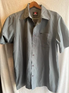 Quiksilver Men's Size L Gray Button Down Checkered Collared - Picture 1 of 5