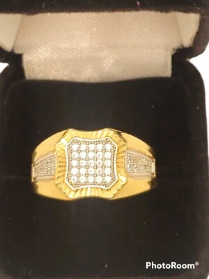 Anillo oro real 14k para hombre blanco y oro amarillo  Foto 1 de 4