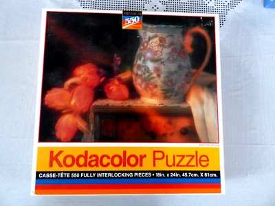 Puzzle Kodacolor Pink Tulip still Life 550 pcs. 1994 Rose Art Industries Sealed - Image 1 of 4