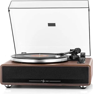 1 by ONE High Fidelity Belt Drive Bluetooth Turntable with Built-In Speakers, Vi - Picture 1 of 5