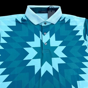 Greyson Golf Big Sky Print Short Sleeve Polo Shirt Medium $118 - Picture 1 of 9