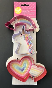 Wilton Ausstecher 3er Set - Regenbogen, Herzen, Einhornform Metall - Neu - Bild 1 von 6
