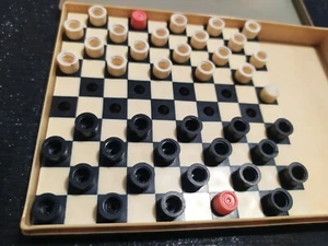 Soviet Vintage Pocket Mini Checkers RARE Original Set of Road Checkers - USSR - Picture 1 of 11