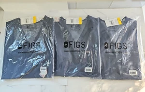 LOT OF 3 FIGS Womens Heather Denim Scrub Top Casma Size XS - S - Picture 1 of 2