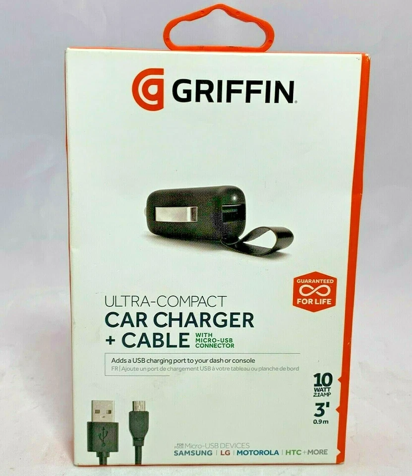 Griffin PowerJolt Mobile 10w Ultra-compact Car Charger Cable