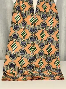 100% Silk Scarf Liberty Of London Crepe ‘Tian’ Peach Coral Emerald Yellow Pink - Picture 1 of 8