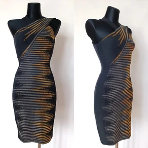 Versace Collection Figure Hugging Dress Crystal Embellished Stretch Cady Sheath - Picture 1 of 23