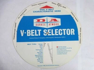 DA Durkee Atwood Paper V-Belt Selector Dial Drive Design Characteristics 1968 - Bild 1 von 5