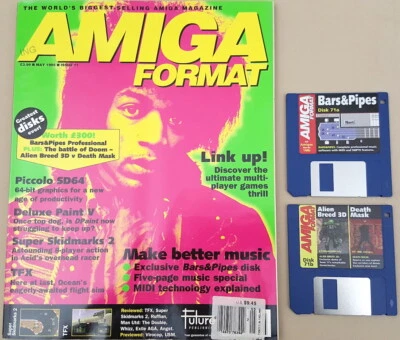 Amiga Format Magazine w/Disks ©May1995 Bars&Pipes Alien Breed 3D Death Mask+MORE - Image 1 of 4