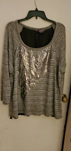Beverly Drive Größe 3x Stricktunika in Grautönen mit glänzendem Goldfaden - Bild 1 von 7