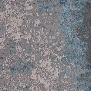 5' X 8' Silver Blue Machine Woven Abstract Smudge Indoor Area Rug - Picture 1 of 2