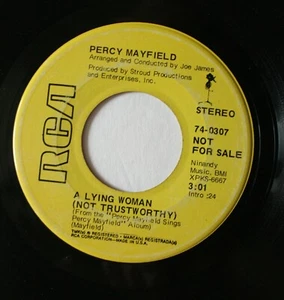 PERCY MAYFIELD Blues PROMO 45 To Live the Past/Lying Woman (Not Trustwrthy) HEAR - Picture 1 of 3