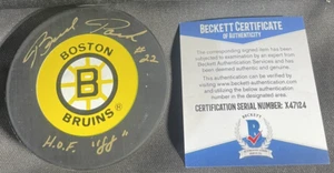 BRAD PARK SIGNED BOSTON BRUINS TRENCH PUCK BECKETT BAS COA X47124 - Picture 1 of 2
