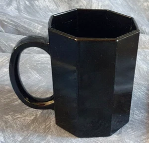 ARCOROC — OCTIME — BLACK GLASS — 280 ml — MUG — 1980s — RETRO — VINTAGE - Picture 1 of 15