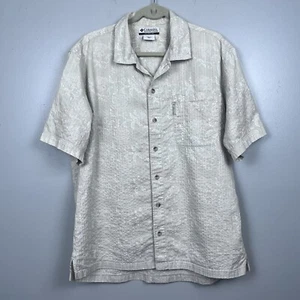 Columbia Men's Floral Print Textured Cotton Button Down Shirt Size L; Tropical - Picture 1 of 11