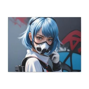 Blue haired Anime girl 1 Canvas Gallery Wraps - Picture 1 of 29