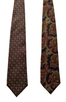Lot OF 2 Sulka Neck Ties 100% Silk Floral Red Brown Handmade in France Vintage - Image 1 of 4