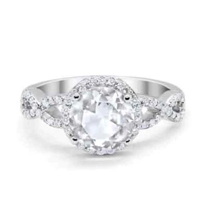 14-K Gold Halo Infinity Round Shape Ring 2.04CT Band Simulated CZ Round 11mm - Picture 1 of 5