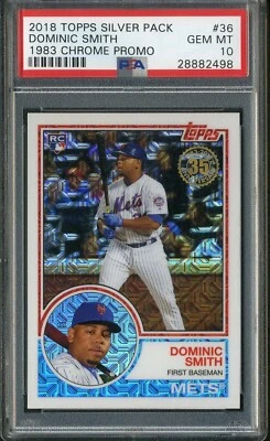 2018 Topps DOMINIC SMITH Silver Pack Chrome PROMO PSA 10 Rookie Card #36 RC METS - Image 1 of 2