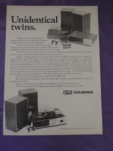 GTE SYLVANIA 1972 sistema estéreo compacto página completa anuncio impreso en blanco y negro - Imagen 1 de 3
