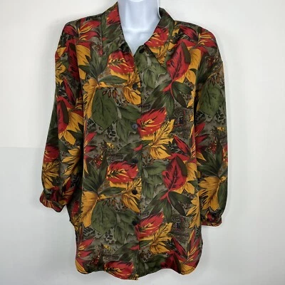 Blusa Floral Impresiones Talla 10 Botones Frontales Manga Larga Estampado Otoño DE COLECCIÓN Foto 1 de 4