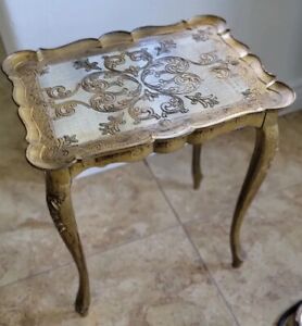 Vintage Florentine Gold One Nesting Side Table Regency 19.5” H Italy 1950-1960's