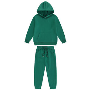Kids Boys Girls Sport Suit Drawstring Tracksuit Long Sleeve Workout Sweatsuit
