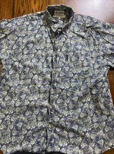 Columbia Swordfish Print Button Down Short Sleeve Shirt Mens Large - Picture 1 of 5