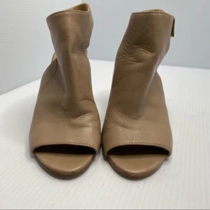 VIA SPIGA - Angle boot Strap back Tan peep toe block heels Leather Size 6 - Picture 1 of 10