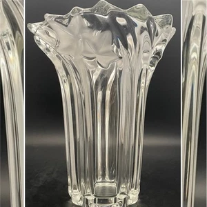 Mikasa Parisian Ivy 24% Lead Crystal Frosted Ivy Swirl Vase Germany 8.25"t - Picture 1 of 12