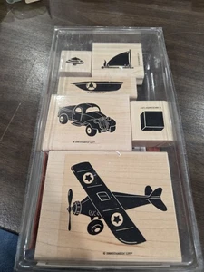 Stampin' Up! Airplane 1988 Rubber Stamps Airplane Truck Sailboat Top Blocks Toys - Picture 1 of 3
