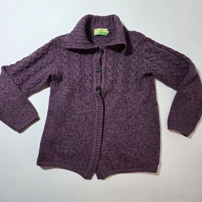 Cárdigan para mujer Shades of Aran Ireland XL púrpura 100 % lana Foto 1 de 4