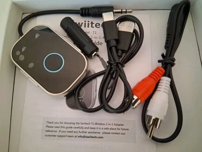 NEW Wireless Bluetooth Receiver & Transmitter RCA to 3.5mm Aux Audio Adapter - Image 1 of 4