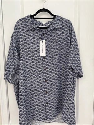NWT Roundtree Yorke Caribbean Short Sleeve Camp Shirt Navy  4XB - Image 1 of 3