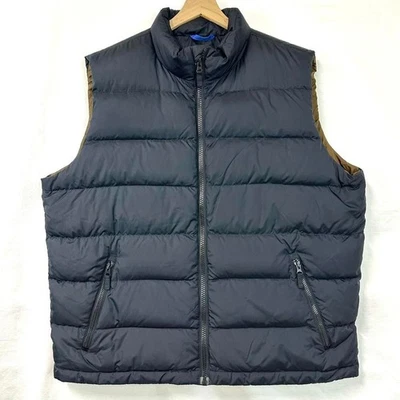 LANDS END Goose Down Zip Up Black Puffer Vest Zippered Pockets Men's XL 46-48 - Image 1 of 4