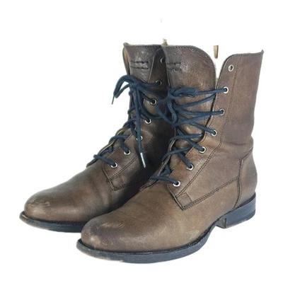 Botas de combate Frye Veronica US6,5B de cuero marrón con cordones para mujer  Foto 1 de 4