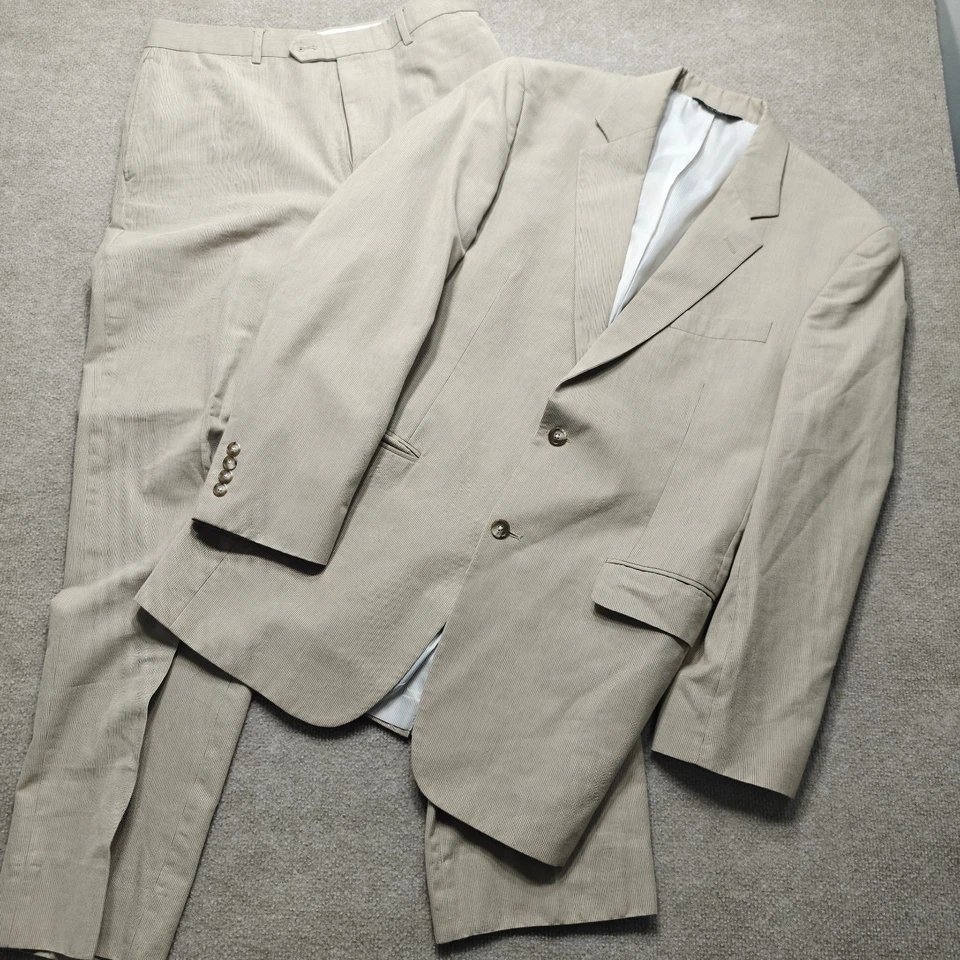 JOS. A. Traje BANK Beige Tostado Lana/Algodón 2 Piezas Para Hombre Talla 42 Largo, 36 Pantalones  Foto 1 de 4