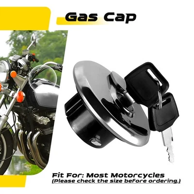 Universal Motorcycle Lid Motorbike Gas Fuel Tank Cover Cap With 2 Keys Lock Set - Image 1 of 4