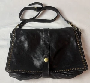 Costanza Rota Handbag Black Leather Gold Tone Studs Crossbody Bag - Picture 1 of 11