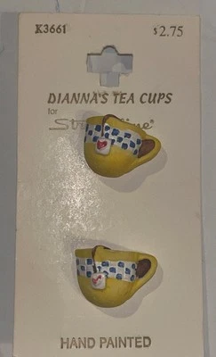Vintage Streamline Dianna's Teacup Tea Cup Cups '90s Button Buttons Yellow - Image 1 of 4