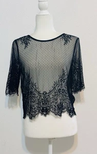 H&M Coachella Official Collection Size 4 Black Sheer Lace Top Witchy Whinsigoth - Picture 1 of 11