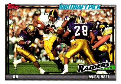 1991 Topps Nick Bell Rookie Los Angeles Raiders #107 - Image 1 of 2