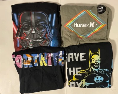 Lot of 4 Boys Size L/ XL Graphic Short Long Sleeve T-shirts New Batman Fortnite - Image 1 of 4