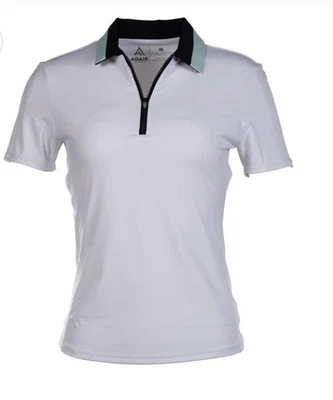Polo de golf Adair Active para mujer manga corta con cremallera, nuevo con etiquetas blanco, L, atlético, precio de venta sugerido por el fabricante 58 USD Foto 1 de 4