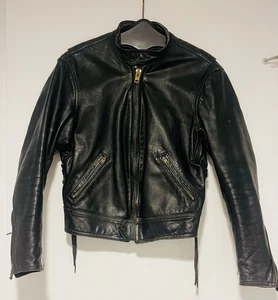 70s Cowhide Leather Cafe Racer Moto Biker Jacket sz 40 Iconic San Francisco CALI - Picture 1 of 10