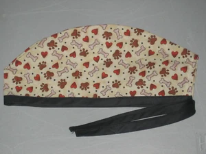 Surgical Scrub Hats caps Dog Paws prints and dog bones - Bild 1 von 2