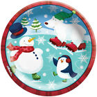 Holiday Fun Paper 8 Ct Dessert Lunch Plates 7" Christmas Penguins Polar Bear 